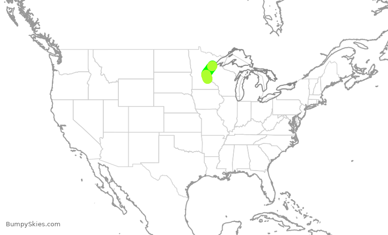 Turbulence forecast map for SKW3983, DLH to MSP