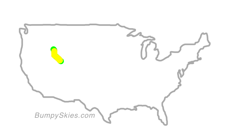 Map of continental US with illustrated flight path and turbulence forecast (described in text below)