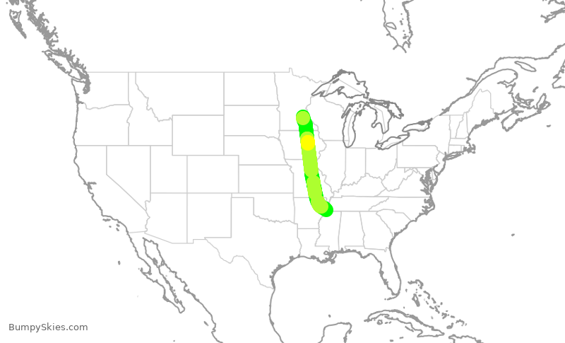 Turbulence forecast map for SKW3989, MSP to MEM