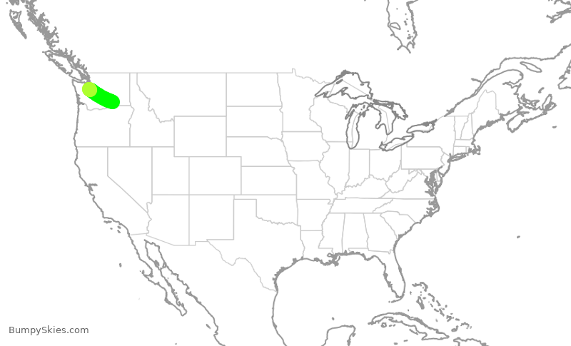 Turbulence forecast map for SKW3992, PSC to SEA
