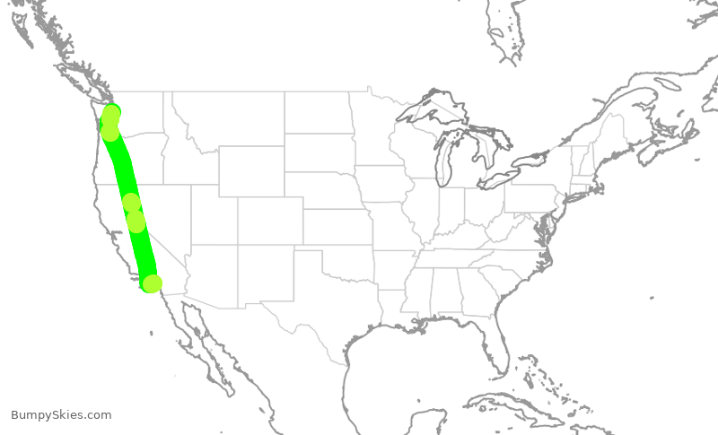 Turbulence forecast map for SKW3999, SNA to SEA