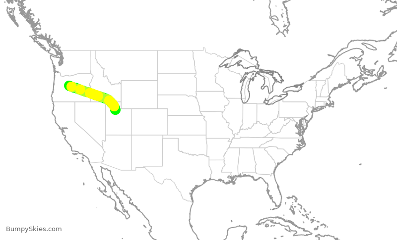 Turbulence forecast map for SKW4004, RDM to SLC