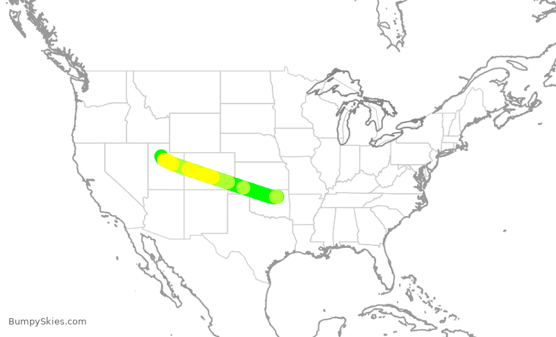 Turbulence forecast map for SKW4006, TUL to SLC