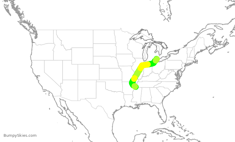 Turbulence forecast map for SKW4007, DTW to MEM