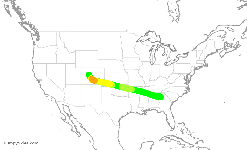 Turbulence forecast map for SKW4011, ATL to ASE