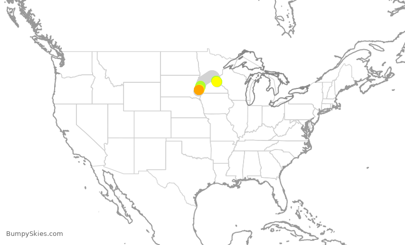 Turbulence forecast map for SKW4027, FSD to MSP