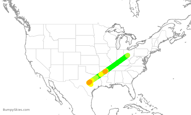 Turbulence forecast map for SKW4028, CMH to AUS