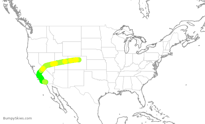 Turbulence forecast map for SKW402, DEN to CLD