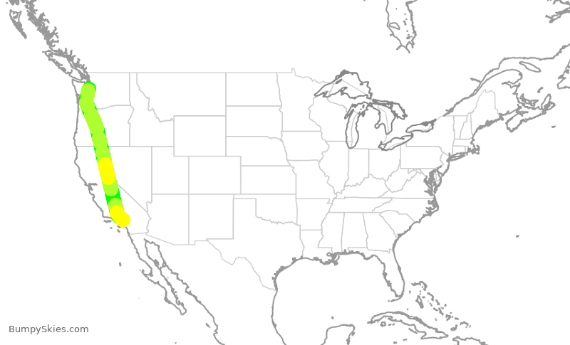 Turbulence forecast map for SKW4031, ONT to SEA