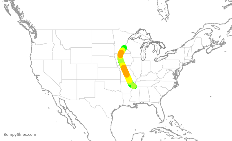 Turbulence forecast map for SKW4035, MSP to MEM