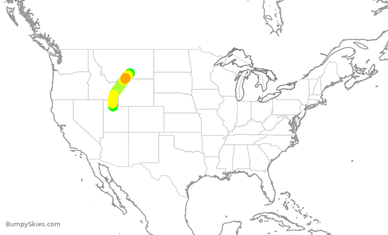 Turbulence forecast map for SKW4038, BIL to SLC