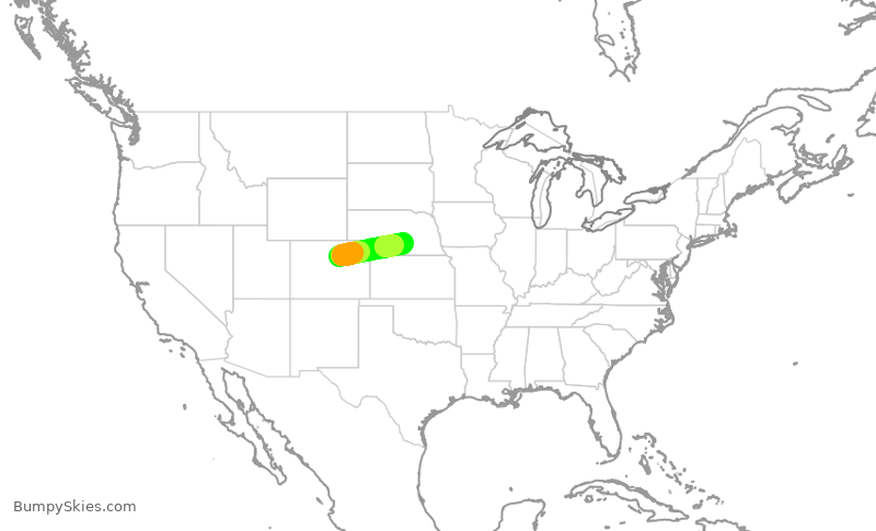Turbulence forecast map for SKW404, DEN to KEAR