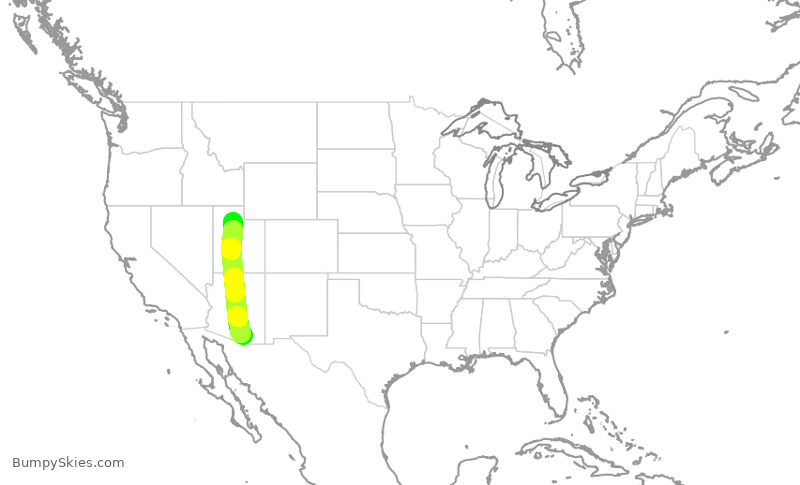 Turbulence forecast map for SKW4050, TUS to SLC