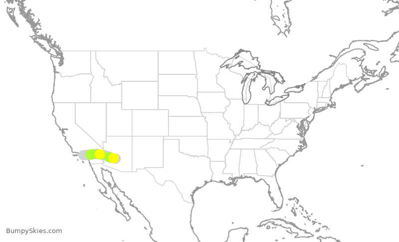 Turbulence forecast map for SKW4057, PHX to LAX