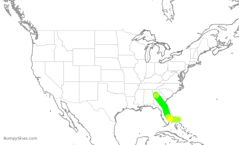 Turbulence forecast map for SKW4064, ATL to MHH