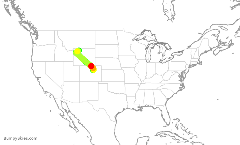 Turbulence forecast map for SKW406, DEN to COD