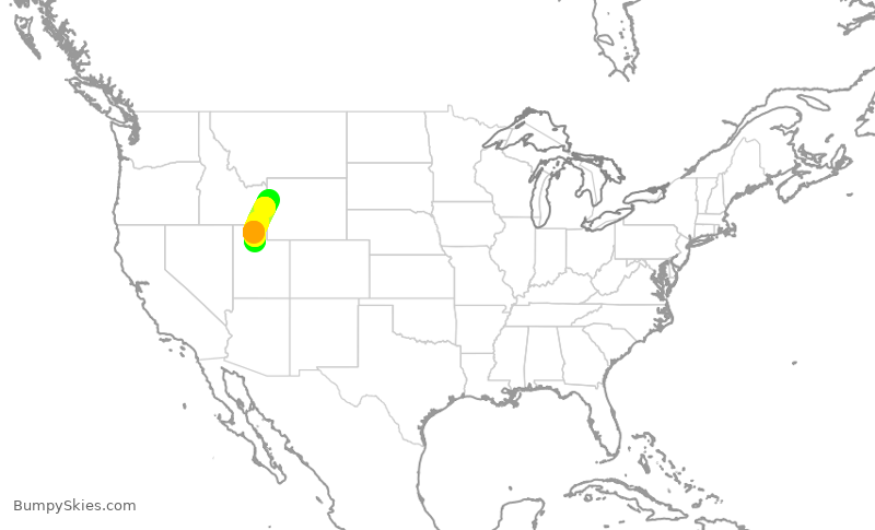 Turbulence forecast map for SKW4082, JAC to SLC