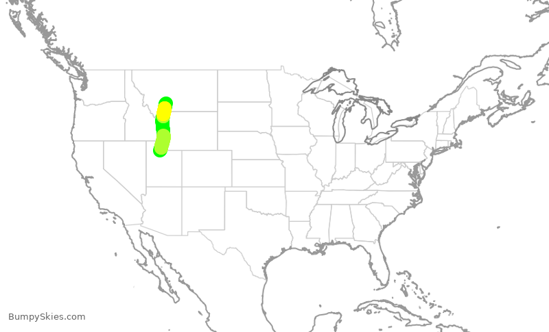 Turbulence forecast map for SKW4086, SLC to BZN