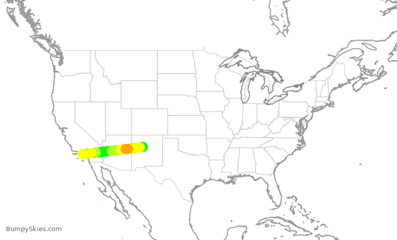 Turbulence forecast map for SKW4091, ABQ to LAX
