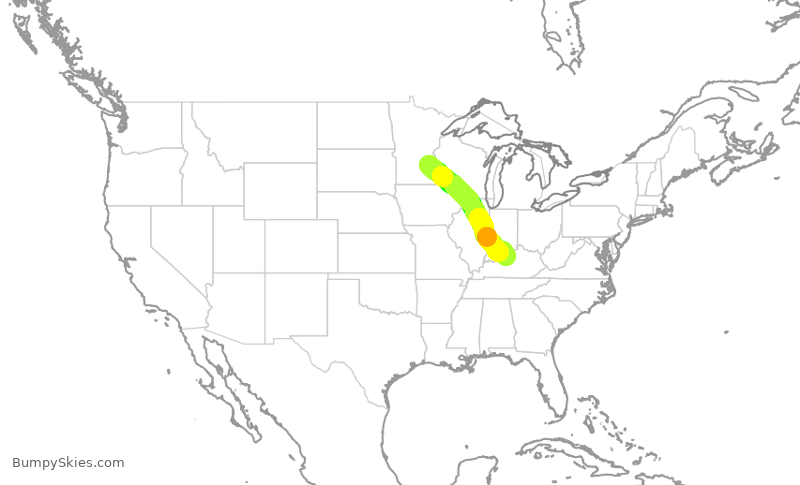 Turbulence forecast map for SKW4094, MSP to SDF