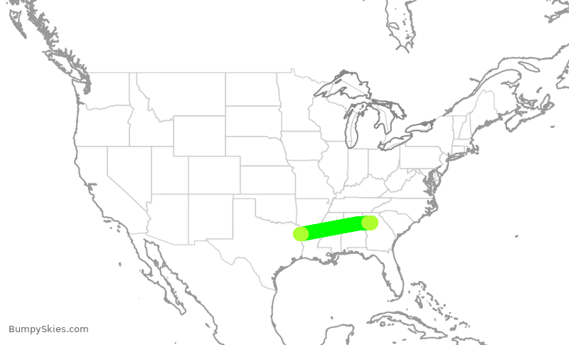 Turbulence forecast map for SKW4095, ATL to SHV
