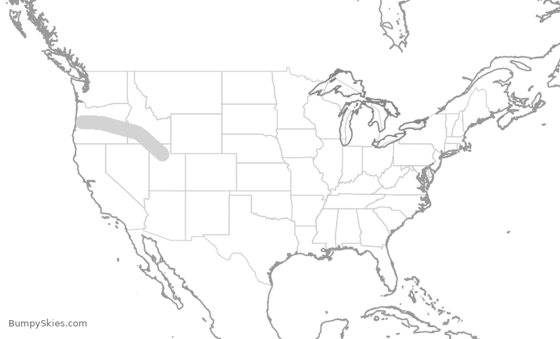Turbulence forecast map for SKW4105, EUG to SLC