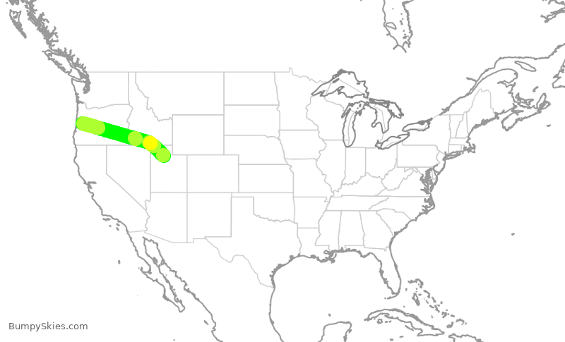 Turbulence forecast map for SKW4105, SLC to EUG