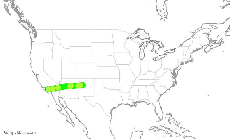 Turbulence forecast map for SKW4108, ABQ to LAX