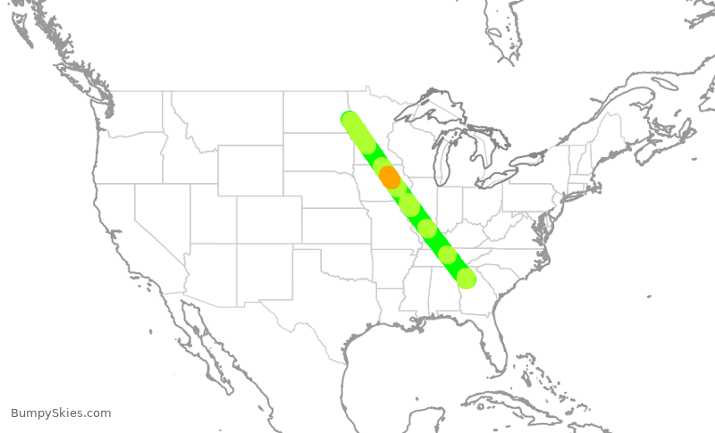 Turbulence forecast map for SKW4118, ATL to FAR