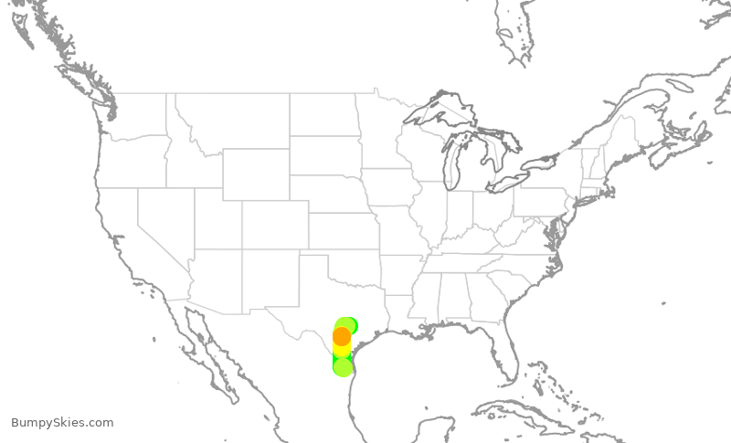 Turbulence forecast map for SKW4121, MFE to AUS