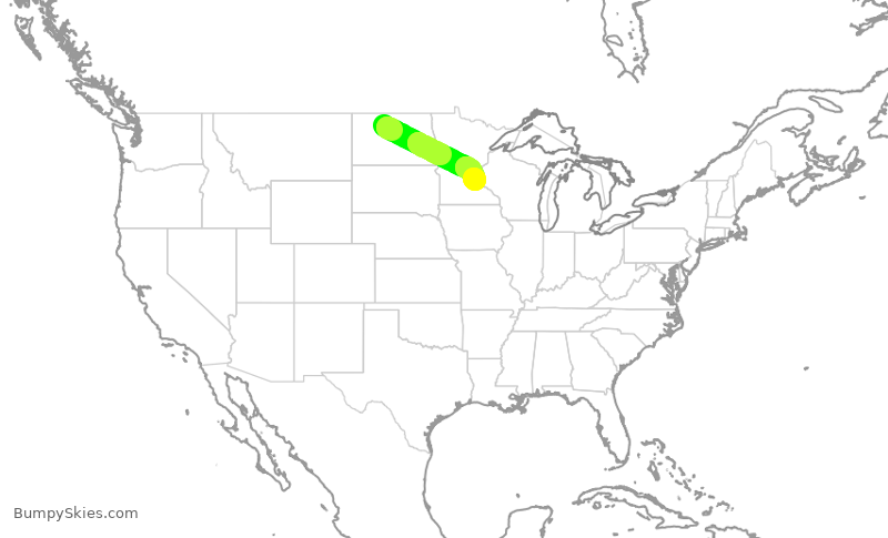 Turbulence forecast map for SKW4130, MOT to MSP