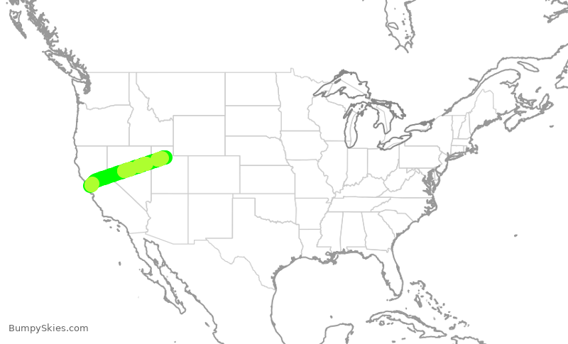 Turbulence forecast map for SKW4134, OAK to SLC