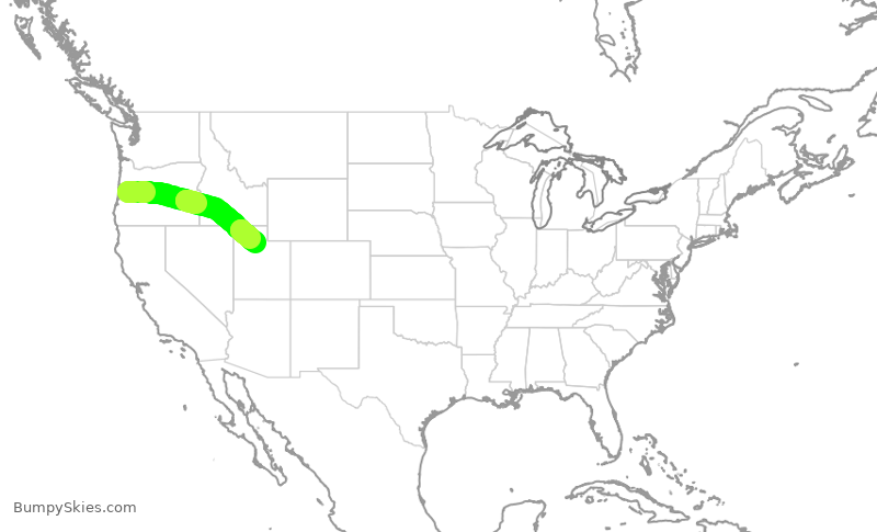 Turbulence forecast map for SKW4135, EUG to SLC