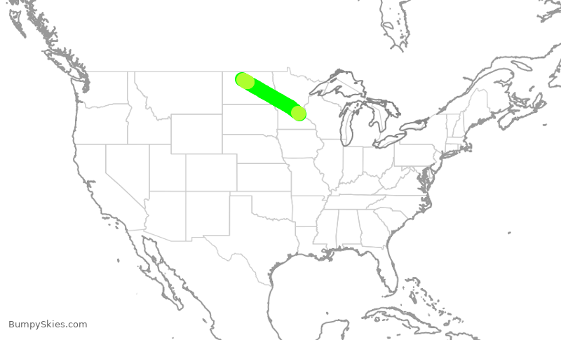 Turbulence forecast map for SKW4143, MSP to MOT