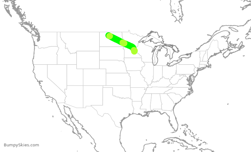 Turbulence forecast map for SKW4144, MOT to MSP