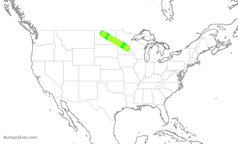 Turbulence forecast map for SKW4144, MSP to MOT