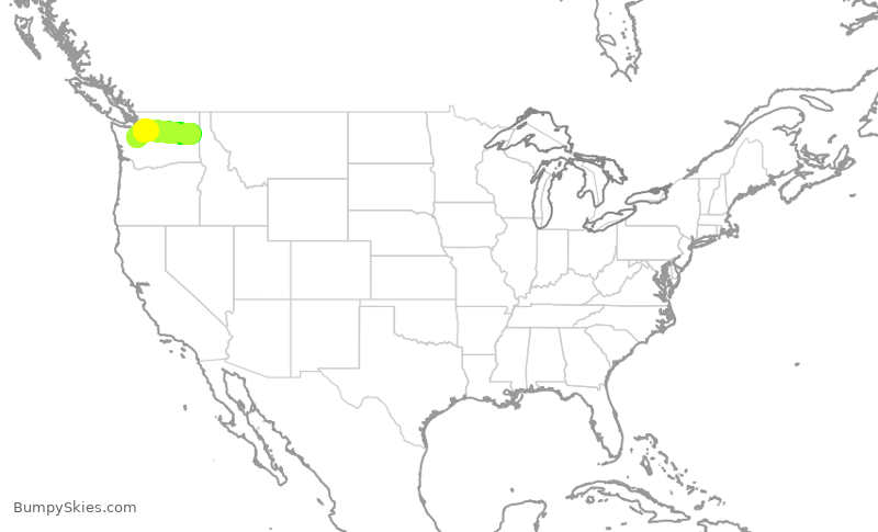 Turbulence forecast map for SKW4145, GEG to SEA