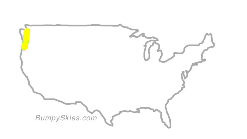 Map of continental US with illustrated flight path and turbulence forecast (described in text below)