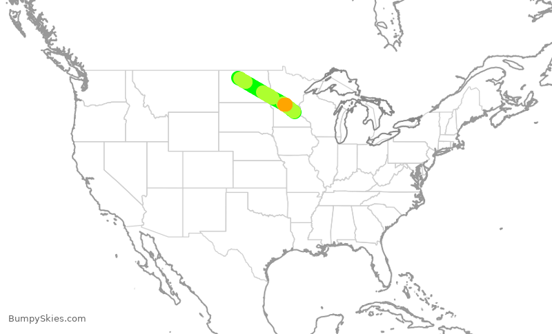 Turbulence forecast map for SKW4154, MSP to MOT