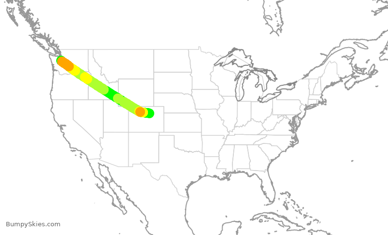 Turbulence forecast map for SKW4156, DEN to SEA