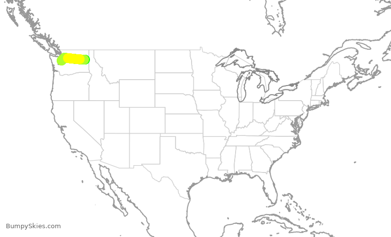 Turbulence forecast map for SKW4165, GEG to SEA