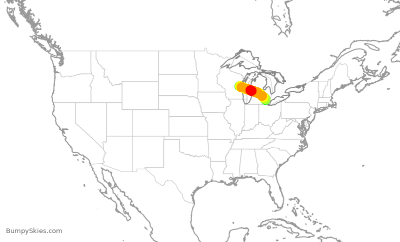 Turbulence forecast map for SKW4166, DTW to ATW