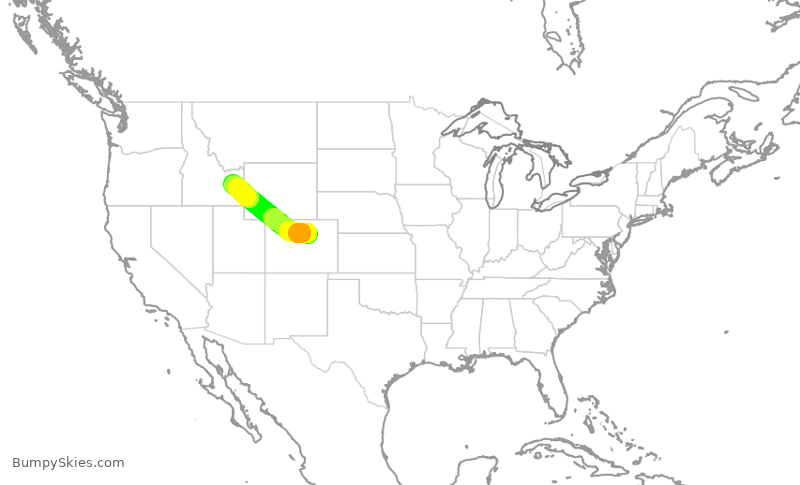 Turbulence forecast map for SKW416, DEN to IDA