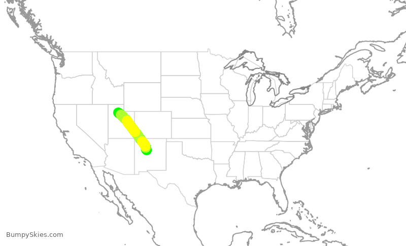 Turbulence forecast map for SKW4174, ABQ to SLC