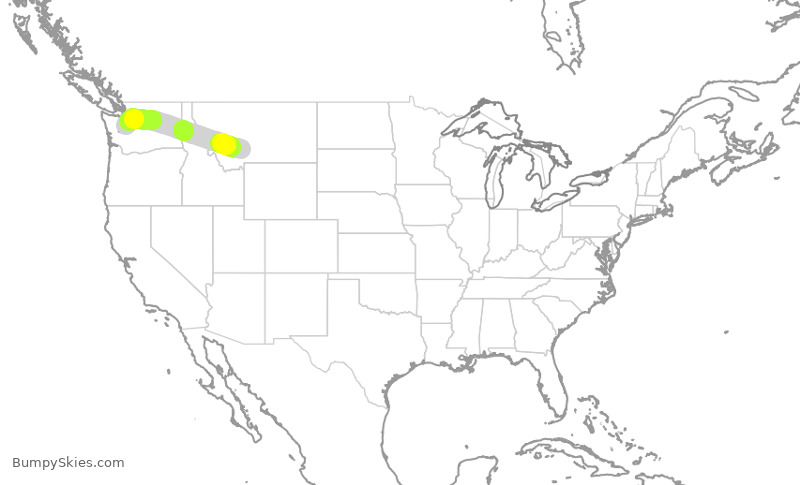 Turbulence forecast map for SKW4174, BZN to SEA