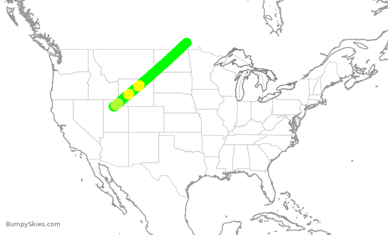 Turbulence forecast map for SKW4180, YWG to SLC