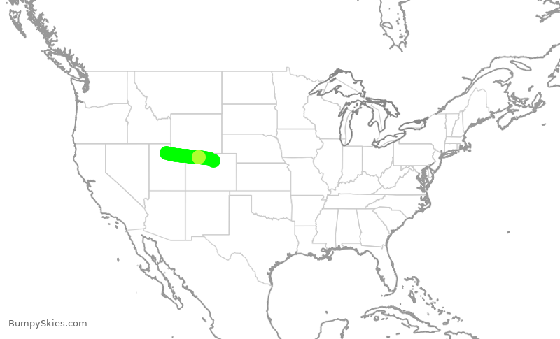 Turbulence forecast map for SKW4214, SLC to DEN