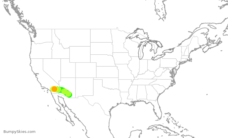 Turbulence forecast map for SKW4217, PSP to TUS
