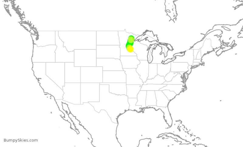 Turbulence forecast map for SKW4236, HIB to MSP