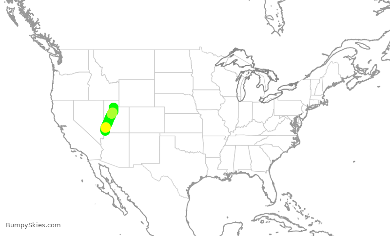 Turbulence forecast map for SKW4237, SGU to SLC